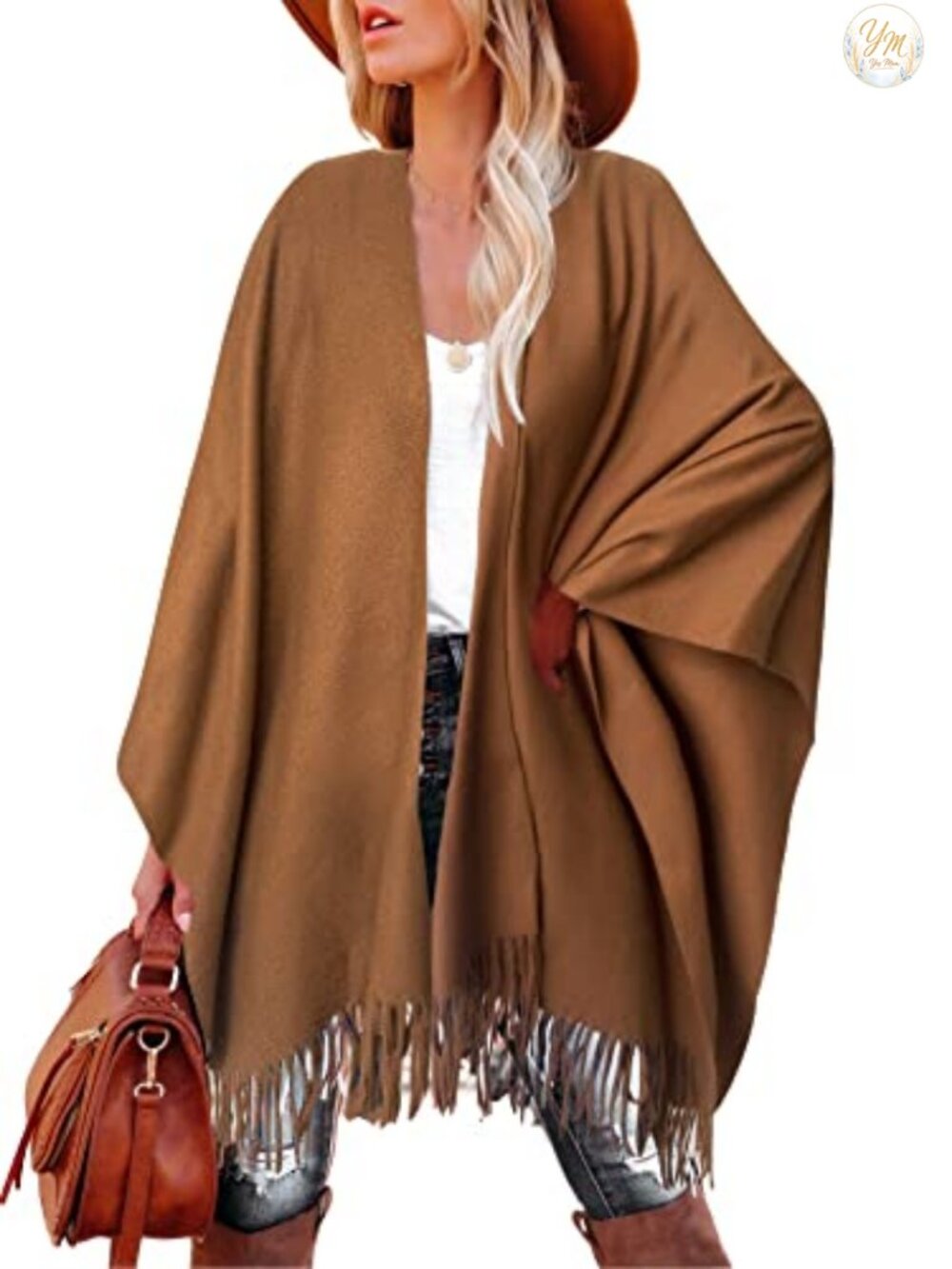 Oversized Shawl Wrap Poncho Ruana Fringe Tassel 85% Polyester 15% Viscose